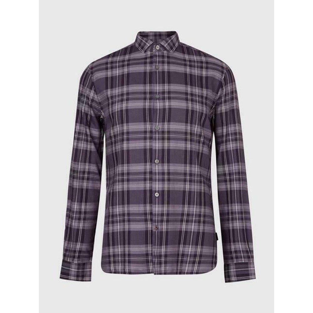 John Varvatos Purple Plaid Long Sleeve Casual Button Shirt Size XL